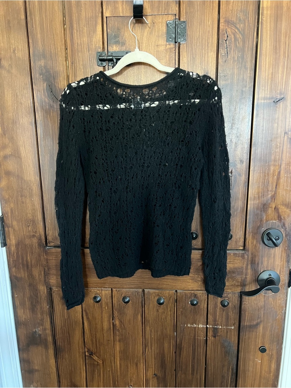 wild fable Black Open-Knit Long Sleeve Top